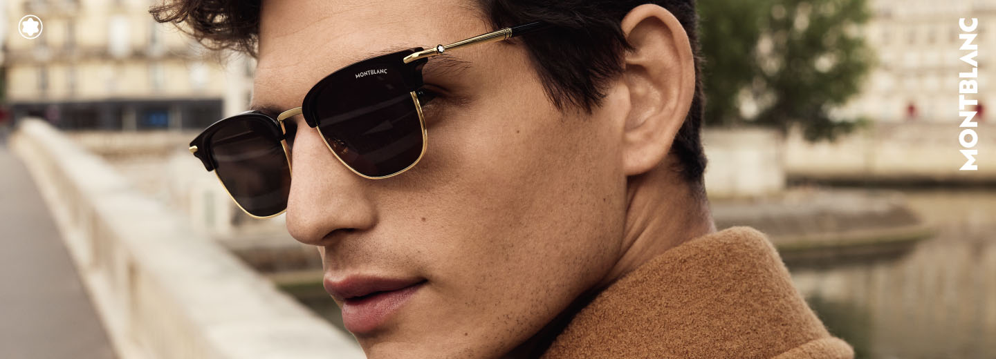 サングラス Montblanc Sunglasses MB357S 47F Brown Oval Sunglasses with Gold Coloured Metal Frame - Luxury